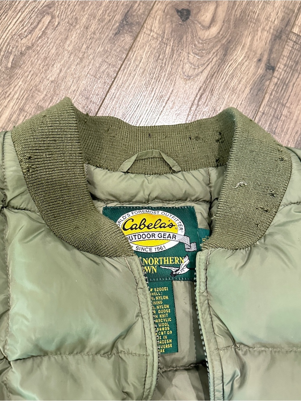 Vintage Cabelas Premier Northern Goose Down Vest Mens XL Tall Olive Old Label - Picture 14 of 16